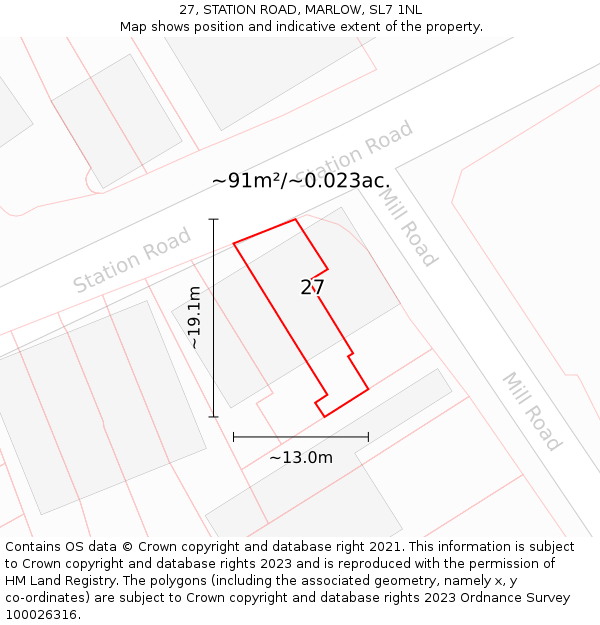 27, STATION ROAD, MARLOW, SL7 1NL: Plot and title map