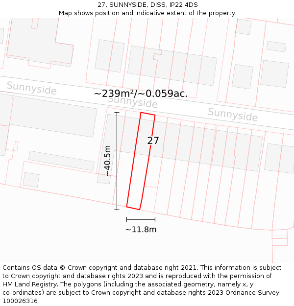 27, SUNNYSIDE, DISS, IP22 4DS: Plot and title map