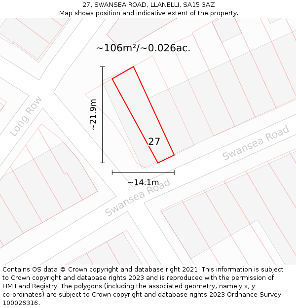 27, SWANSEA ROAD, LLANELLI, SA15 3AZ: Plot and title map