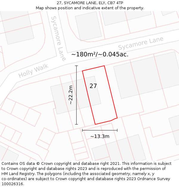 27, SYCAMORE LANE, ELY, CB7 4TP: Plot and title map