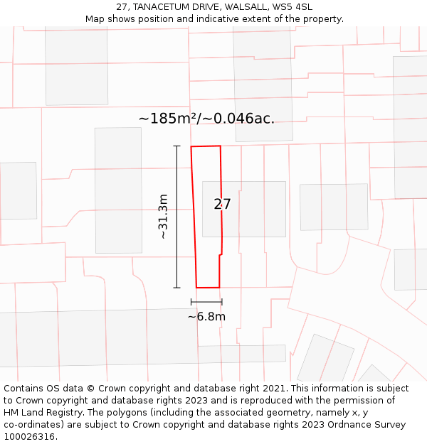 27, TANACETUM DRIVE, WALSALL, WS5 4SL: Plot and title map