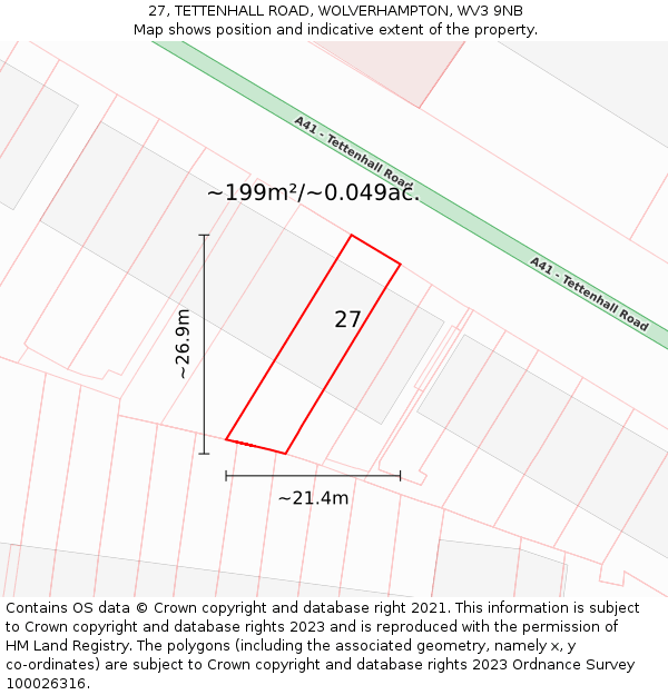 27, TETTENHALL ROAD, WOLVERHAMPTON, WV3 9NB: Plot and title map