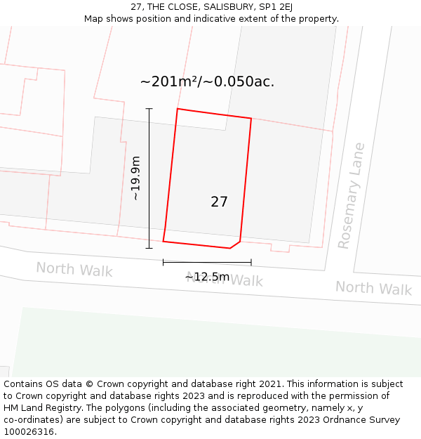 27, THE CLOSE, SALISBURY, SP1 2EJ: Plot and title map