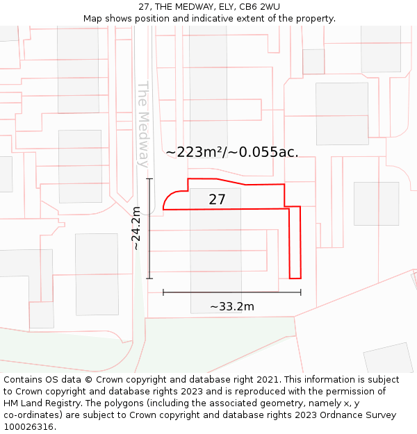 27, THE MEDWAY, ELY, CB6 2WU: Plot and title map