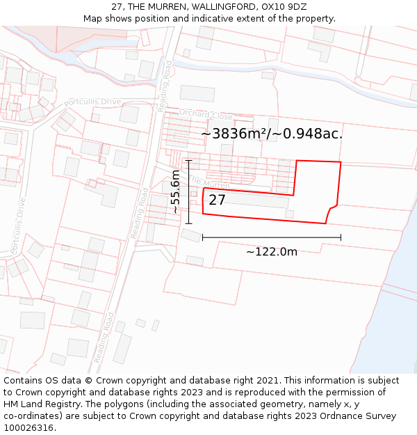 27, THE MURREN, WALLINGFORD, OX10 9DZ: Plot and title map