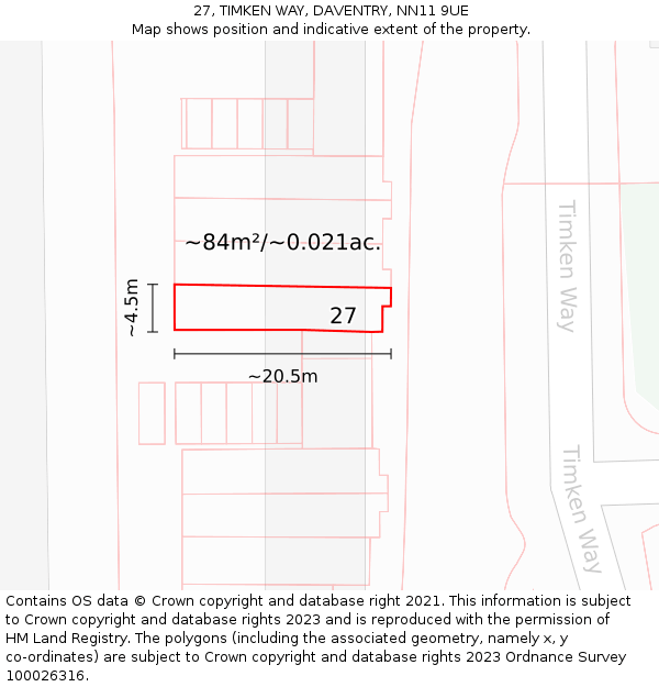 27, TIMKEN WAY, DAVENTRY, NN11 9UE: Plot and title map
