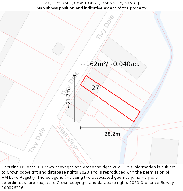 27, TIVY DALE, CAWTHORNE, BARNSLEY, S75 4EJ: Plot and title map