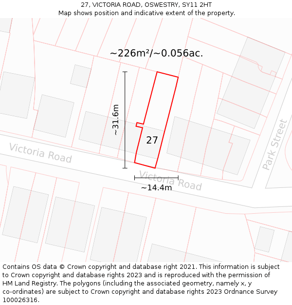 27, VICTORIA ROAD, OSWESTRY, SY11 2HT: Plot and title map
