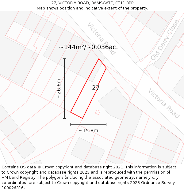27, VICTORIA ROAD, RAMSGATE, CT11 8PP: Plot and title map