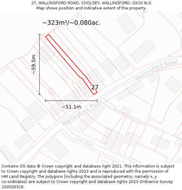 27, WALLINGFORD ROAD, CHOLSEY, WALLINGFORD, OX10 9LG: Plot and title map