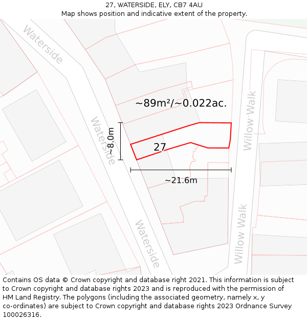 27, WATERSIDE, ELY, CB7 4AU: Plot and title map