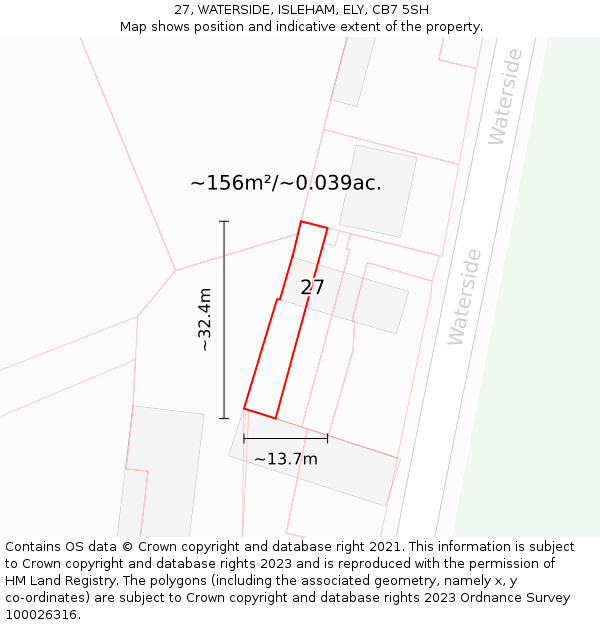 27, WATERSIDE, ISLEHAM, ELY, CB7 5SH: Plot and title map