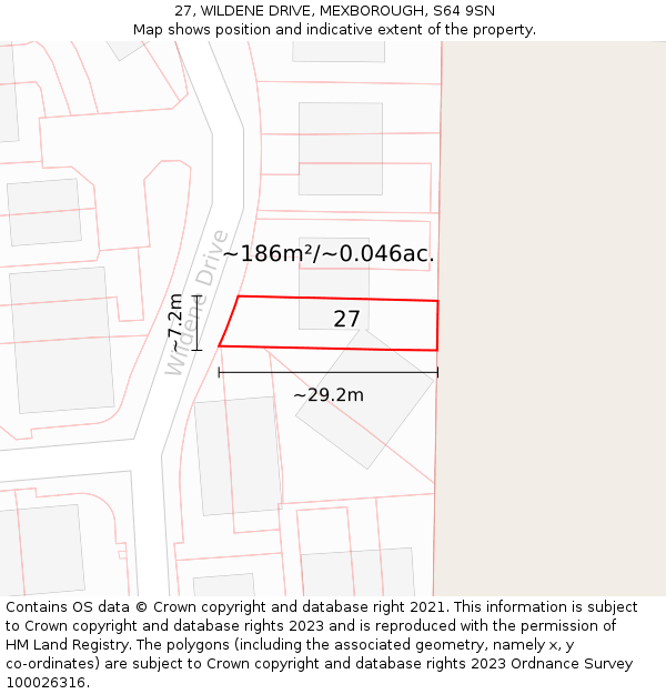 27, WILDENE DRIVE, MEXBOROUGH, S64 9SN: Plot and title map
