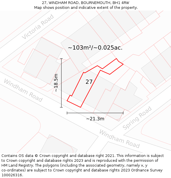 27, WINDHAM ROAD, BOURNEMOUTH, BH1 4RW: Plot and title map