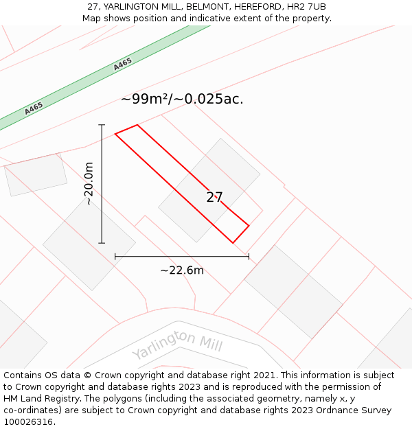 27, YARLINGTON MILL, BELMONT, HEREFORD, HR2 7UB: Plot and title map