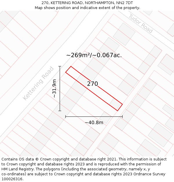 270, KETTERING ROAD, NORTHAMPTON, NN2 7DT: Plot and title map