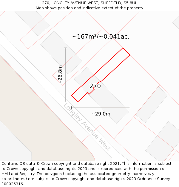 270, LONGLEY AVENUE WEST, SHEFFIELD, S5 8UL: Plot and title map