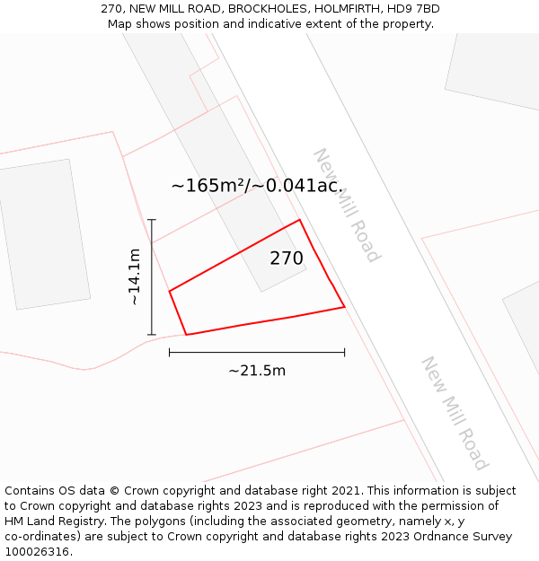 270, NEW MILL ROAD, BROCKHOLES, HOLMFIRTH, HD9 7BD: Plot and title map