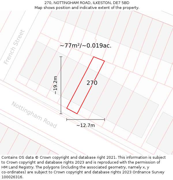 270, NOTTINGHAM ROAD, ILKESTON, DE7 5BD: Plot and title map