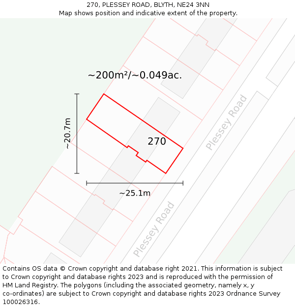 270, PLESSEY ROAD, BLYTH, NE24 3NN: Plot and title map