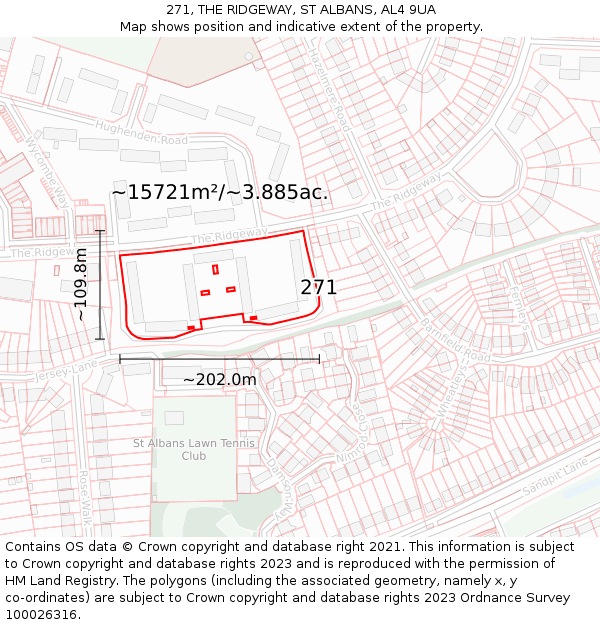 271, THE RIDGEWAY, ST ALBANS, AL4 9UA: Plot and title map
