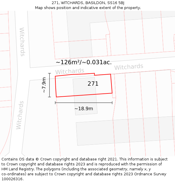 271, WITCHARDS, BASILDON, SS16 5BJ: Plot and title map