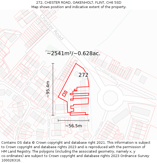 272, CHESTER ROAD, OAKENHOLT, FLINT, CH6 5SD: Plot and title map