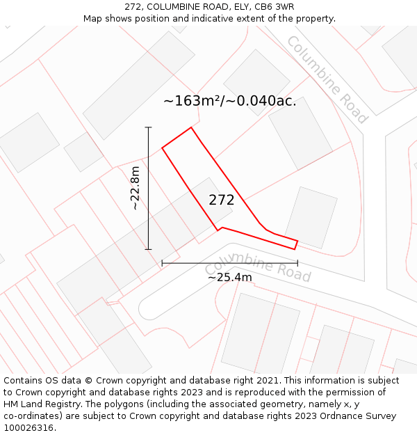 272, COLUMBINE ROAD, ELY, CB6 3WR: Plot and title map