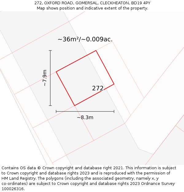 272, OXFORD ROAD, GOMERSAL, CLECKHEATON, BD19 4PY: Plot and title map
