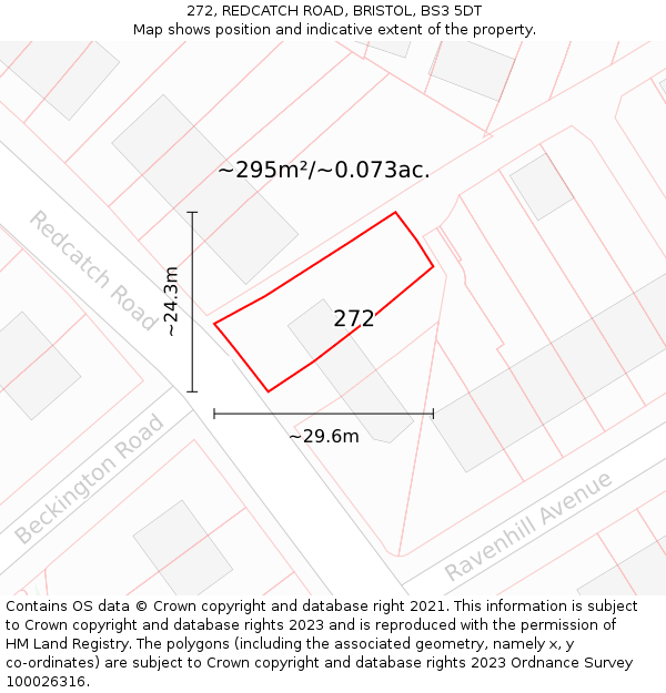 272, REDCATCH ROAD, BRISTOL, BS3 5DT: Plot and title map