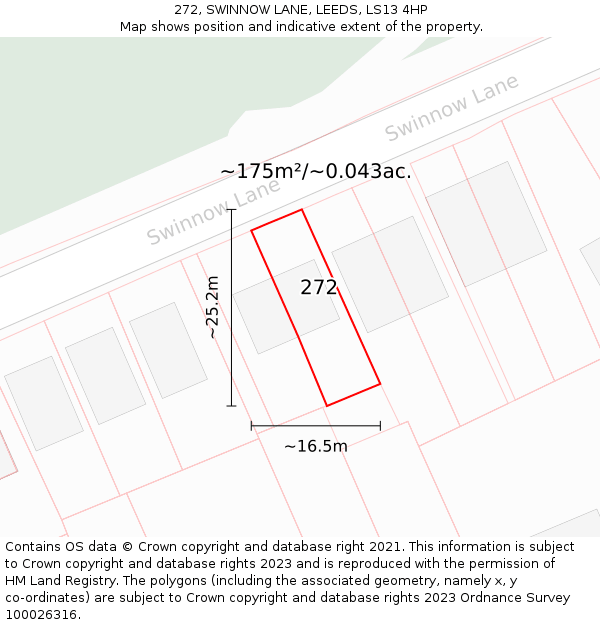 272, SWINNOW LANE, LEEDS, LS13 4HP: Plot and title map