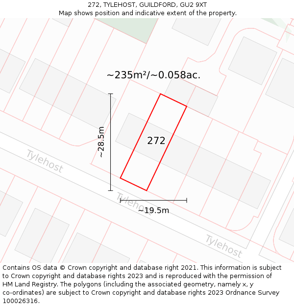 272, TYLEHOST, GUILDFORD, GU2 9XT: Plot and title map