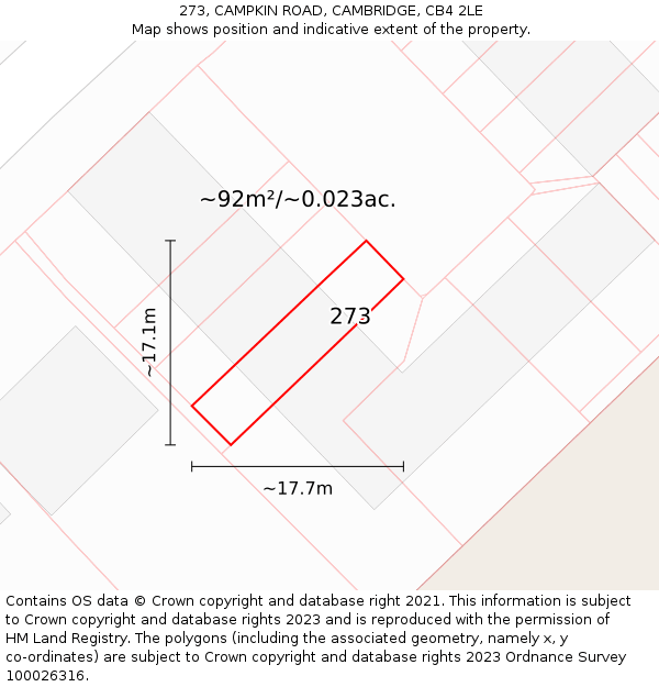 273, CAMPKIN ROAD, CAMBRIDGE, CB4 2LE: Plot and title map