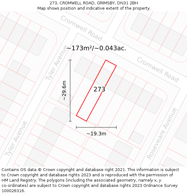 273, CROMWELL ROAD, GRIMSBY, DN31 2BH: Plot and title map