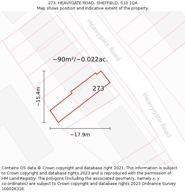 273, HEAVYGATE ROAD, SHEFFIELD, S10 1QA: Plot and title map