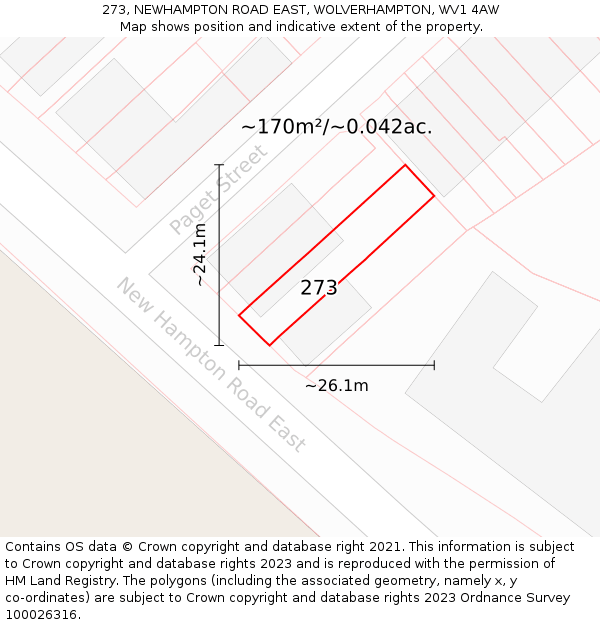 273, NEWHAMPTON ROAD EAST, WOLVERHAMPTON, WV1 4AW: Plot and title map