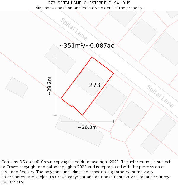273, SPITAL LANE, CHESTERFIELD, S41 0HS: Plot and title map