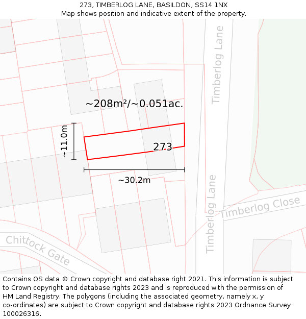 273, TIMBERLOG LANE, BASILDON, SS14 1NX: Plot and title map