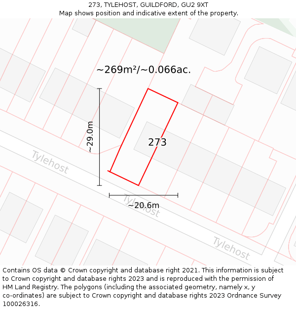 273, TYLEHOST, GUILDFORD, GU2 9XT: Plot and title map
