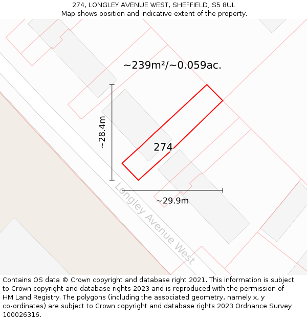 274, LONGLEY AVENUE WEST, SHEFFIELD, S5 8UL: Plot and title map