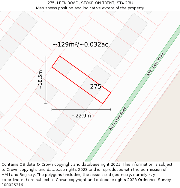 275, LEEK ROAD, STOKE-ON-TRENT, ST4 2BU: Plot and title map