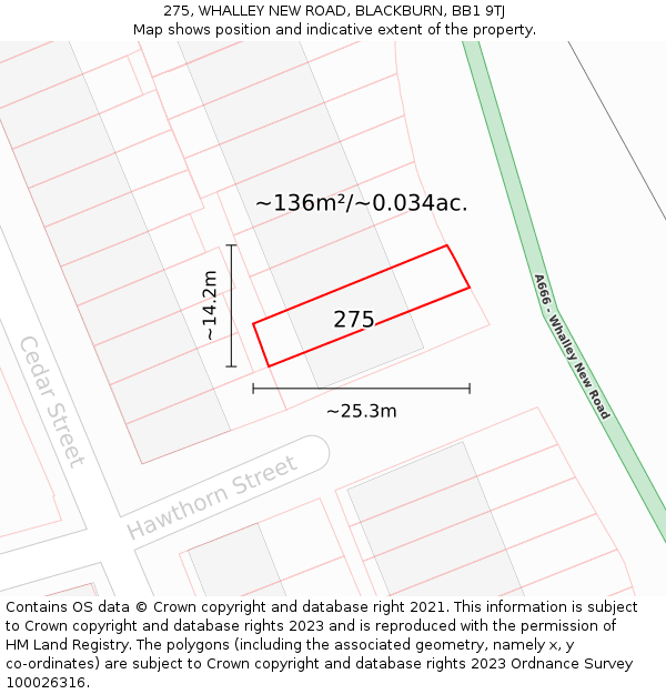 275, WHALLEY NEW ROAD, BLACKBURN, BB1 9TJ: Plot and title map