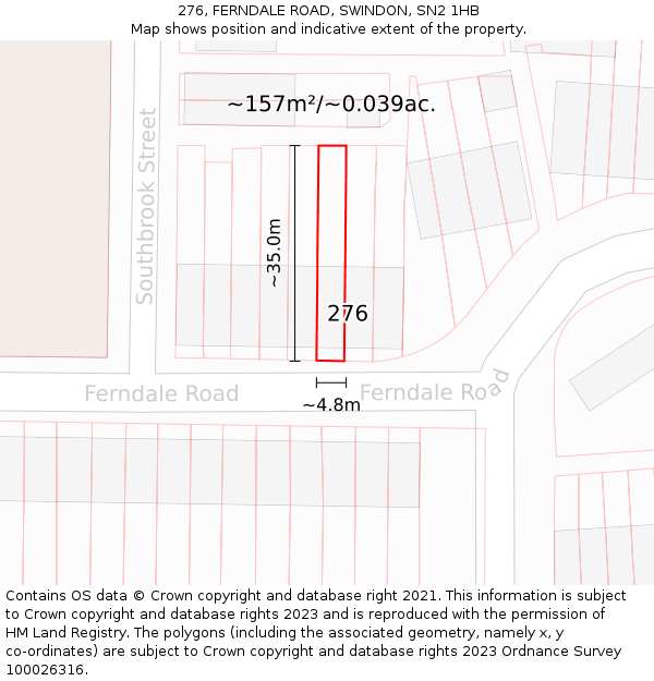276, FERNDALE ROAD, SWINDON, SN2 1HB: Plot and title map