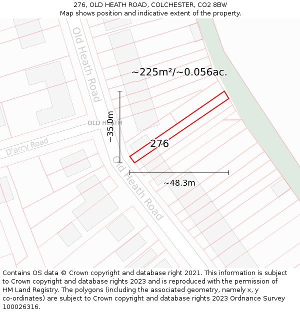 276, OLD HEATH ROAD, COLCHESTER, CO2 8BW: Plot and title map