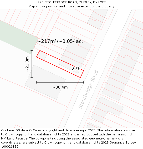276, STOURBRIDGE ROAD, DUDLEY, DY1 2EE: Plot and title map