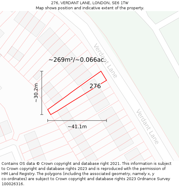 276, VERDANT LANE, LONDON, SE6 1TW: Plot and title map