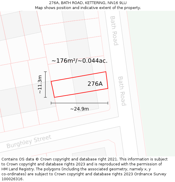276A, BATH ROAD, KETTERING, NN16 9LU: Plot and title map