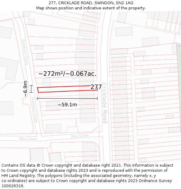 277, CRICKLADE ROAD, SWINDON, SN2 1AG: Plot and title map