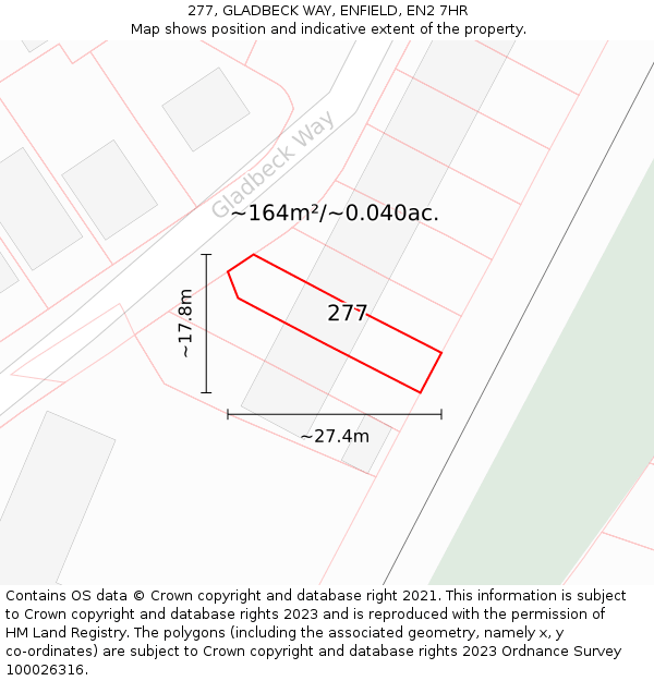 277, GLADBECK WAY, ENFIELD, EN2 7HR: Plot and title map