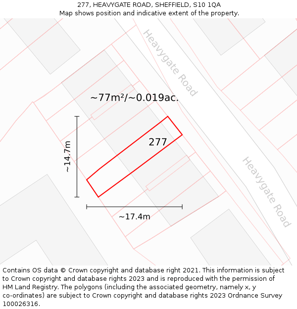 277, HEAVYGATE ROAD, SHEFFIELD, S10 1QA: Plot and title map